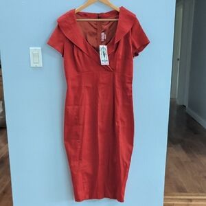 Pinup Couture Christina Wiggle Red Rust Dress